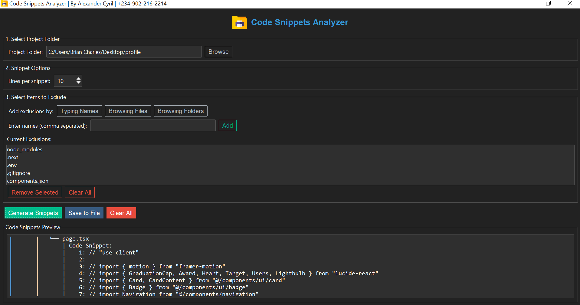 Code Snippets Analyzer